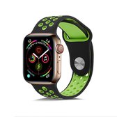 Shop4 - Bandje voor Apple Watch 4 40mm - Small Siliconen Neon Groen Zwart