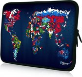 Sleevy 13,3 laptophoes artistieke wereldkaart - laptop sleeve - laptopcover - Sleevy Collectie 250+ designs