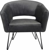 Fauteuil Mazio - Antraciet - Fauteuil - 75 x 71 x 69 - Velvet