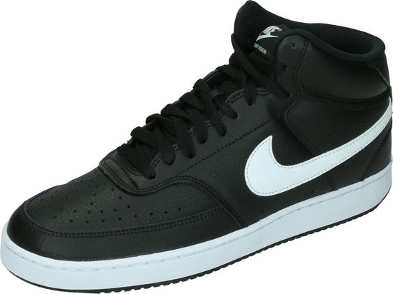 Nike Court Vision Mid Heren Sneakers - Black/White - Maat 44.5 | bol.com