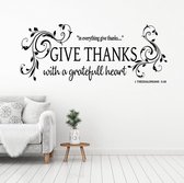 Muursticker Give Thanks -  Groen -  80 x 32 cm  -  alle muurstickers  woonkamer  engelse teksten  religie - Muursticker4Sale