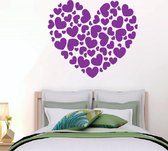 muursticker Hart van Hartjes - paars - 50x45cm - woordsticker.com