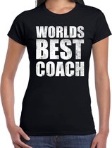 Worlds best coach / werelds beste coach cadeau t-shirt zwart dames M
