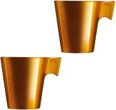 Set van 4x stuks lungo koffie bekers goud metallic 220 ml - Koffiemokken in stijl