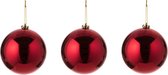 3x Grote kunststof kerstballen rood 15 cm - Grote onbreekbare kerstballen - Rode kerstversiering/kerstdecoratie