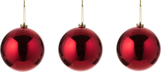 3x Grote kunststof kerstballen rood 15 cm - Grote onbreekbare kerstballen - Rode kerstversiering/kerstdecoratie