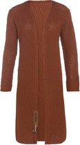 Knit Factory Luna Lang Gebreid Vest Terra - Gebreide dames cardigan - Lang vest tot over de knie - Oranje damesvest gemaakt uit 30% wol en 70% acryl - 40/42