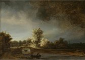 Canvas Schilderij Landschap met Stenen Brug