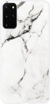 ADEL Siliconen Back Cover Softcase Hoesje Geschikt voor Samsung Galaxy S20 Plus - Marmer Wit