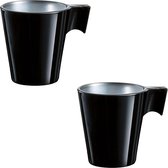 Set van 8x stuks espresso koffie kopjes zwart 80 ml - Koffie bekers metallic finish