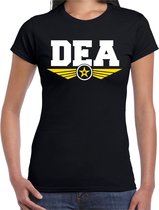 DEA agente verkleed t-shirt zwart voor dames - politie drugs bestrijding / geheime dienst - verkleedkleding / tekst shirt XS