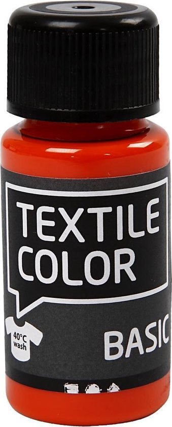 Textielverf - Kledingverf - Oranje - Basic - Textile Color - Creotime - 50 ml