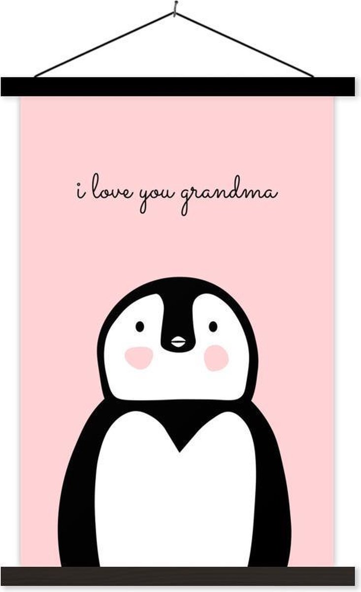 Geschenk voor grootmoeder met Moederdag i love you grandma roze textielposter schoolplaat 120x180 cm - Foto print op textielposter (wanddecoratie woonkamer/slaapkamer) XXL / Groot formaat!