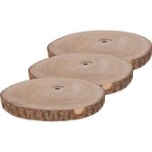 3x Woondecoratie ronde boomschijven 30 cm van Paulowna hout - Woonaccessoires boomschijf rond