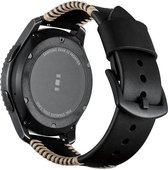 SmartphoneClip® Leren zwart stitched Bandje geschikt voor Samsung Gear S3 & Galaxy Watch 46mm