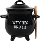Attitude Holland Soepkom Witches Broth Cauldron with Broom spoon Zwart