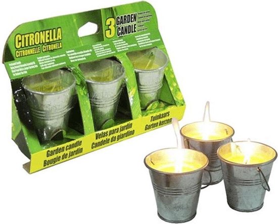 Citronella kaarsjes set van 3x stuks in emmertjes - Anti insecten en muggen  kaarsen -... | bol.com