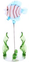 Non-branded Glazen Vis Op Standaard 10 Cm Blauw/wit/groen