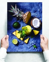 Wandbord: Ananas en kokosnoot cocktail - 30 x 42 cm