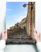 Wandbord: Stenen trap in een Italiaanse dorpje - 30 x 42 cm