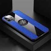 Voor iPhone 11 Pro XINLI stiksels Textue schokbestendig TPU beschermhoes met ringhouder (blauw)