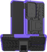 Voor Galaxy S20 Ultra Tire Texture Shockproof TPU + PC beschermhoes met houder (paars)