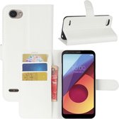 Voor LG Q6 Litchi Texture horizontale flip lederen tas met houder & kaartsleuven & portemonnee (wit)
