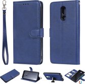 Voor lg stylo 5 effen kleur horizontale flip beschermhoes met houder & kaartsleuven & portemonnee & fotolijst & lanyard (blauw)