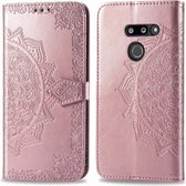 Voor LG G8 ThinQ Halverwege Mandala-reliÃ«fpatroon Horizontale flip lederen tas met houder en kaartsleuven & portemonnee en draagkoord (rose goud)