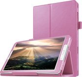 Litchi Texture Horizontal Flip Effen lederen tas met houder voor Galaxy Tab E 8.0 / T377V (roze)