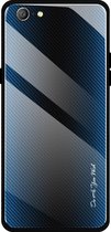 Voor OPPO A57 / A39 Texture Gradient Glass Protective Case (Blauw)