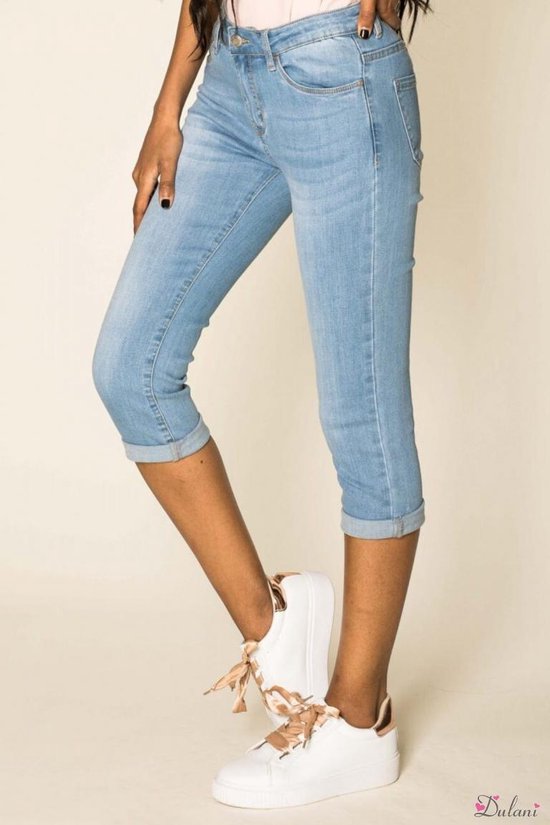 Kuitbroek Dulani capri model hoge taille light jeans | bol