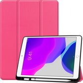 Hoes Geschikt voor iPad 10.2 2019 Hoes Luxe Hoesje Case Met Uitsparing Geschikt voor Apple Pencil - Hoesje Geschikt voor iPad 7 Hoes Cover - Roze