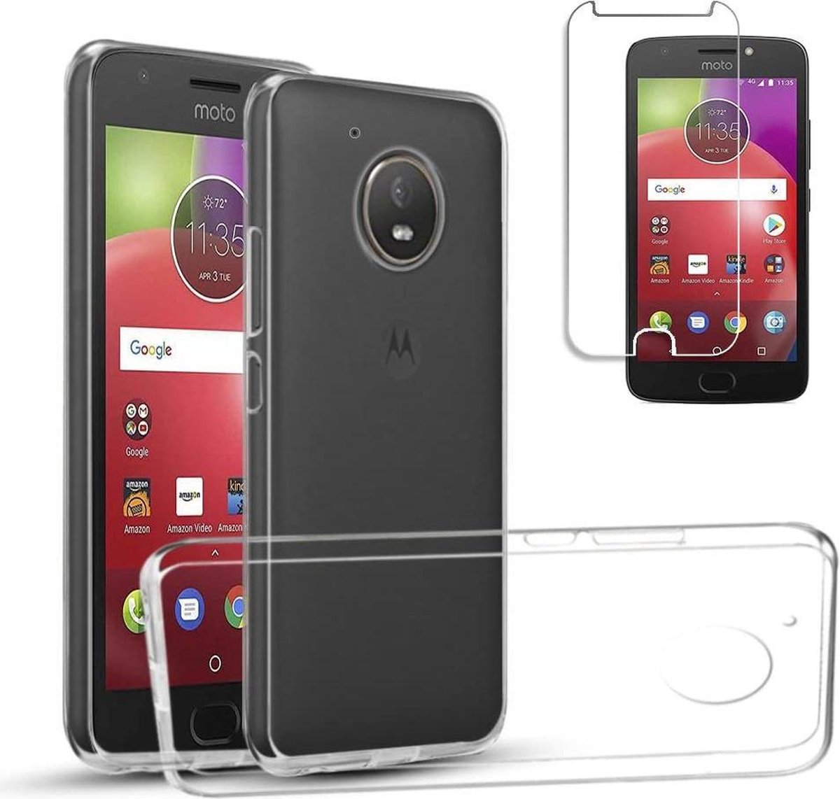 Coque Motorola Moto E4 Plus - Coque en Siliconen TPU transparente et combi  en Glas... | bol.com