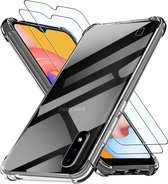 Samsung Galaxy A01 Hoesje - Anti Shock Hybrid Case & 2X Tempered Glas Combi - Transparant