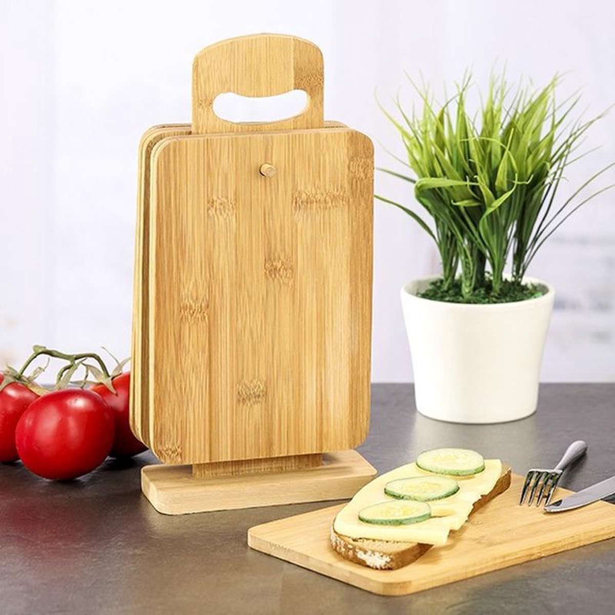 Broodplanken set met houder incl. 3 planken houten snijplanken set decoratie | 't Sfeertje van Maris