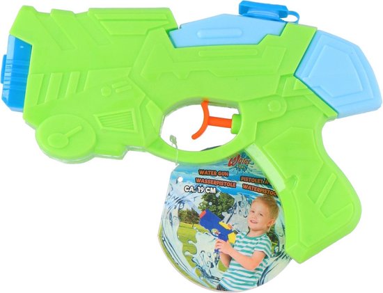1x Waterpistolen/waterpistool groen van 19 cm kinderspeelgoed - waterspeelgoed van kunststof - watertank van 30 ml