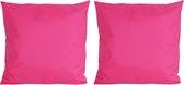 Set van 4x stuks bank/Sier kussens voor binnen en buiten in de kleur fuchsia roze 45 x 45 cm - Tuin/huis kussens
