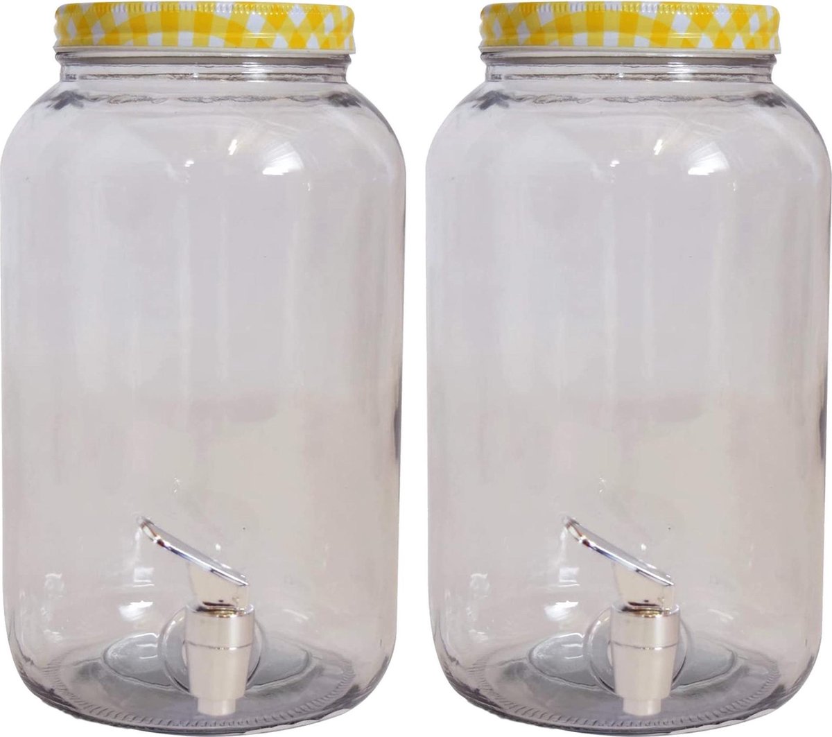 MallCreaty Lot De 2 Distributeurs Boissons Verre 4 Litres Avec Robinet Et Support - Idéal Limonade, Thé Glacé