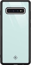 Samsung S10 hoesje glass - Pastel blauw | Samsung Galaxy S10 case | Hardcase backcover zwart