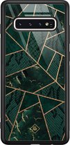 Samsung S10 hoesje glass - Abstract groen | Samsung Galaxy S10 case | Hardcase backcover zwart