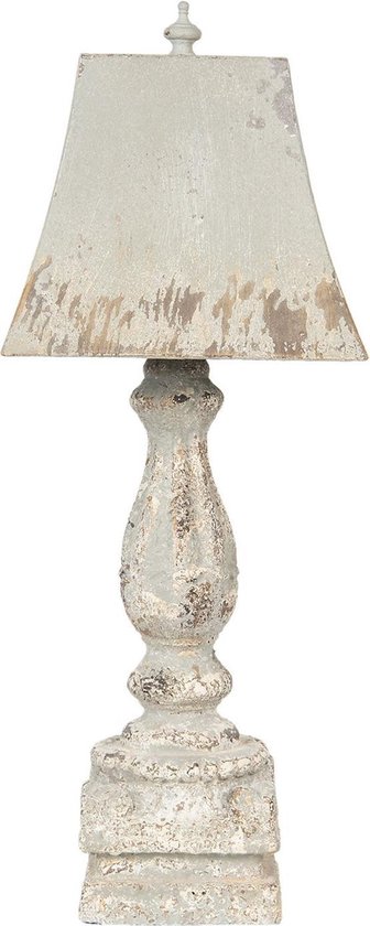 Clayre & Eef Tafellamp 27x27x70 cm Grijs Hout Ijzer Bureaulamp