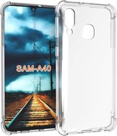 geschikt voor Samsung Galaxy A40 shock case - transparant + glazen screen protector