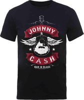 Johnny Cash Heren Tshirt -S- Winged Guitar Zwart