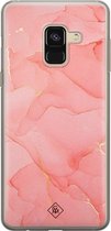 Samsung A8 (2018) hoesje siliconen - Marmer roze | Samsung Galaxy A8 (2018) case | Roze | TPU backcover transparant