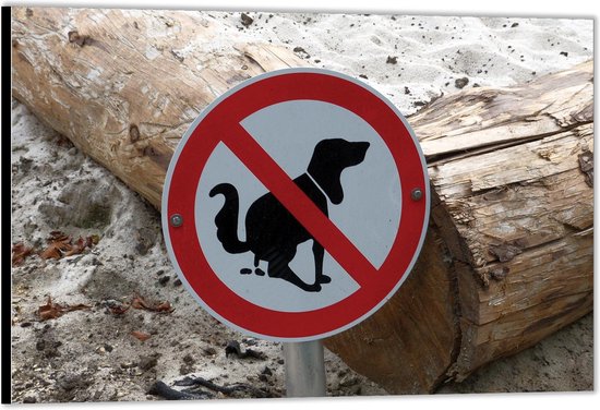 Dibond –Bord met Verboden Te Poepen voor Honden– 120x80 Foto op Aluminium (Wanddecoratie van metaal)