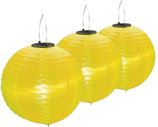 3x pièces Lanternes solaires jaunes sur énergie solaire 30 cm - Articles de jardin d'été - Décoration de fête