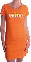 Wijntje met gouden kroontje jurk oranje voor dames - Koningsdag - wijnliefhebber - supporters kleding / oranje jurkjes S