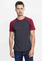 Urban Classics Heren Tshirt -XL- Raglan Contrast Grijs/Rood