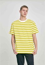 Urban Classics Heren Tshirt -L- Oversized Yarn Dyed Bold Stripe Geel/Wit